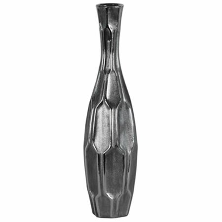 URBAN TRENDS COLLECTION Large Ceramic Round Bellied Vase with Long Neck, Silver 46508